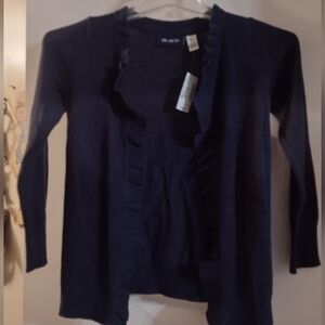 Girls Ruffled Open Front Cardigan